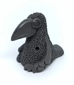 Керамика Щипановых SM01 Свистулька маленькая Ворона, черная.