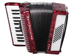 Weltmeister Perle-II-48/26-RD Perle Аккордеон 26/48/II/3, красный, с ремнями и футляром.