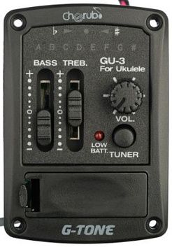 Cherub GU-3 Эквалайзер для укулеле, врезной, двухполосный, с тюнером.